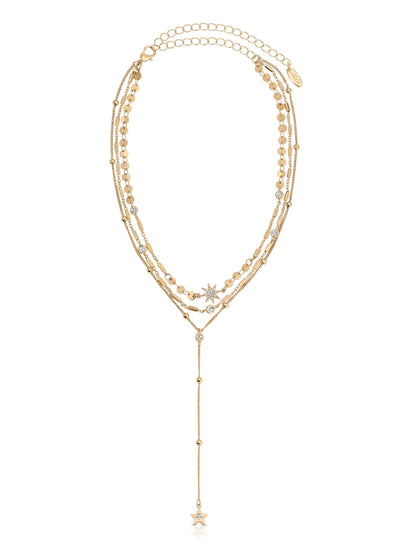Forever Falling Multi-Chain Lariat Choker - Clear Crystal with 18k Gold Plating | Ettika