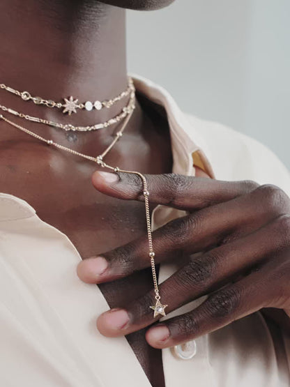 Forever Falling Multi-Chain Lariat Choker - Clear Crystal with 18k Gold Plating | Ettika