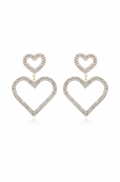 Double Trouble Heart Crystal Earrings - Clear Crystals | Ettika