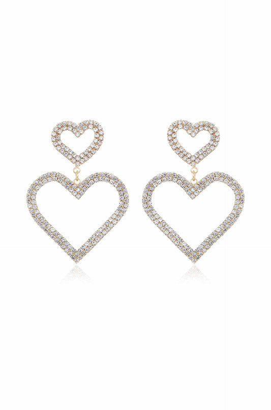 Double Trouble Heart Crystal Earrings - Clear Crystals | Ettika