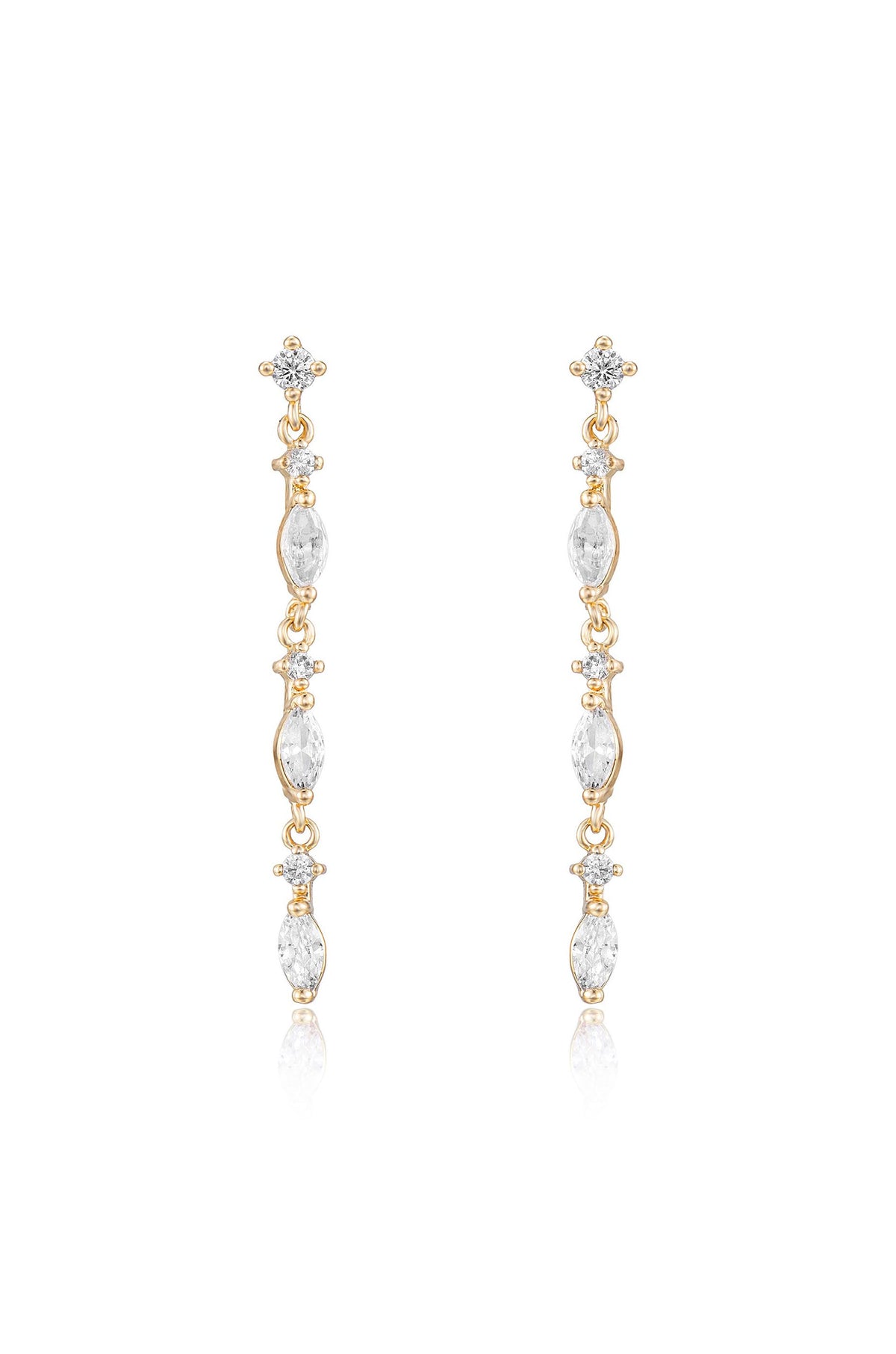 Dainty Linear Crystal Drop Earrings - Clear Crystals | Ettika