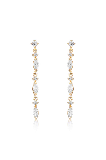 Dainty Linear Crystal Drop Earrings - Clear Crystals | Ettika