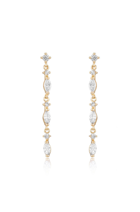 Dainty Linear Crystal Drop Earrings - Clear Crystals | Ettika