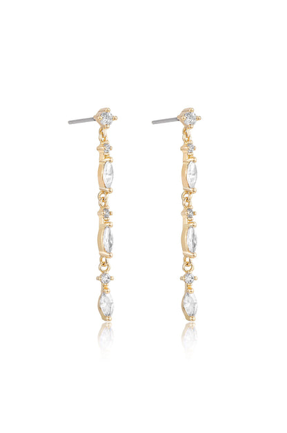 Dainty Linear Crystal Drop Earrings - Clear Crystals | Ettika