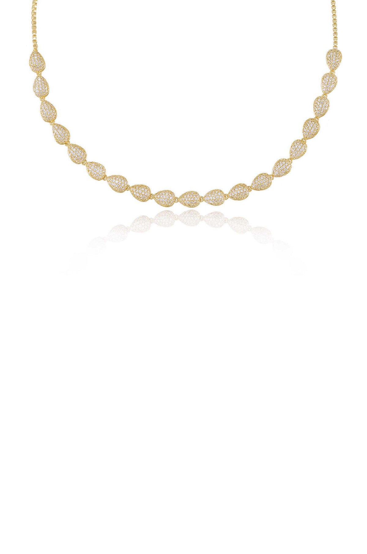 Raised Crystal Teardrop and Adjustable Necklace - Clear Crystals | Ettika