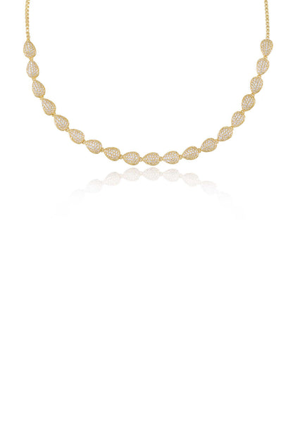 Raised Crystal Teardrop and Adjustable Necklace - Clear Crystals | Ettika