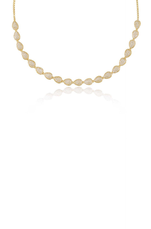 Raised Crystal Teardrop and Adjustable Necklace - Clear Crystals | Ettika