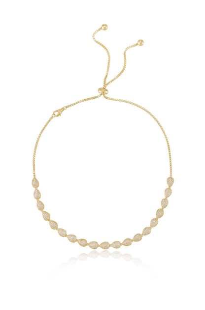 Raised Crystal Teardrop and Adjustable Necklace - Clear Crystals | Ettika
