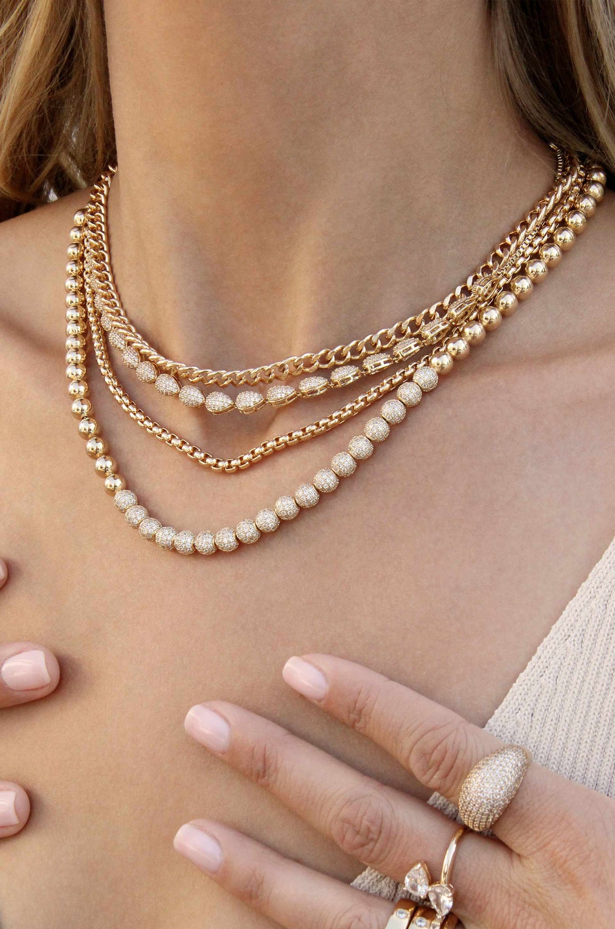Raised Crystal Teardrop and Adjustable Necklace - Clear Crystals | Ettika