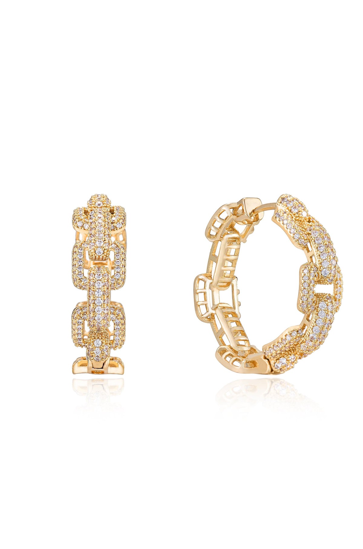 Crystal Chain Link Hoops - 18k Gold Plated | Ettika