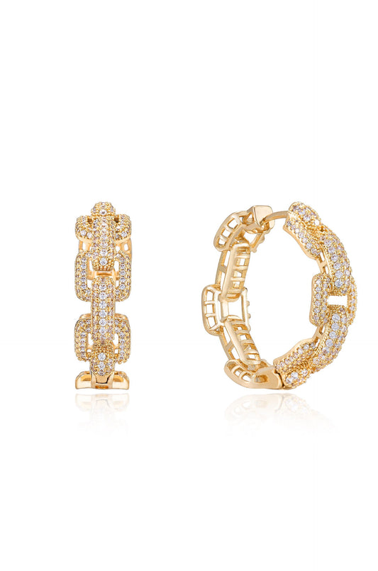 Crystal Chain Link Hoops - 18k Gold Plated | Ettika