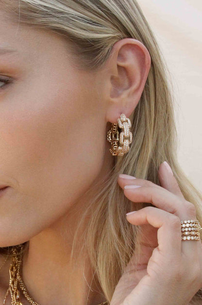 Crystal Chain Link Hoops - 18k Gold Plated | Ettika