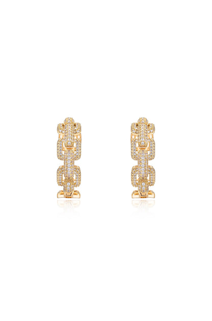 Crystal Chain Link Hoops - 18k Gold Plated | Ettika