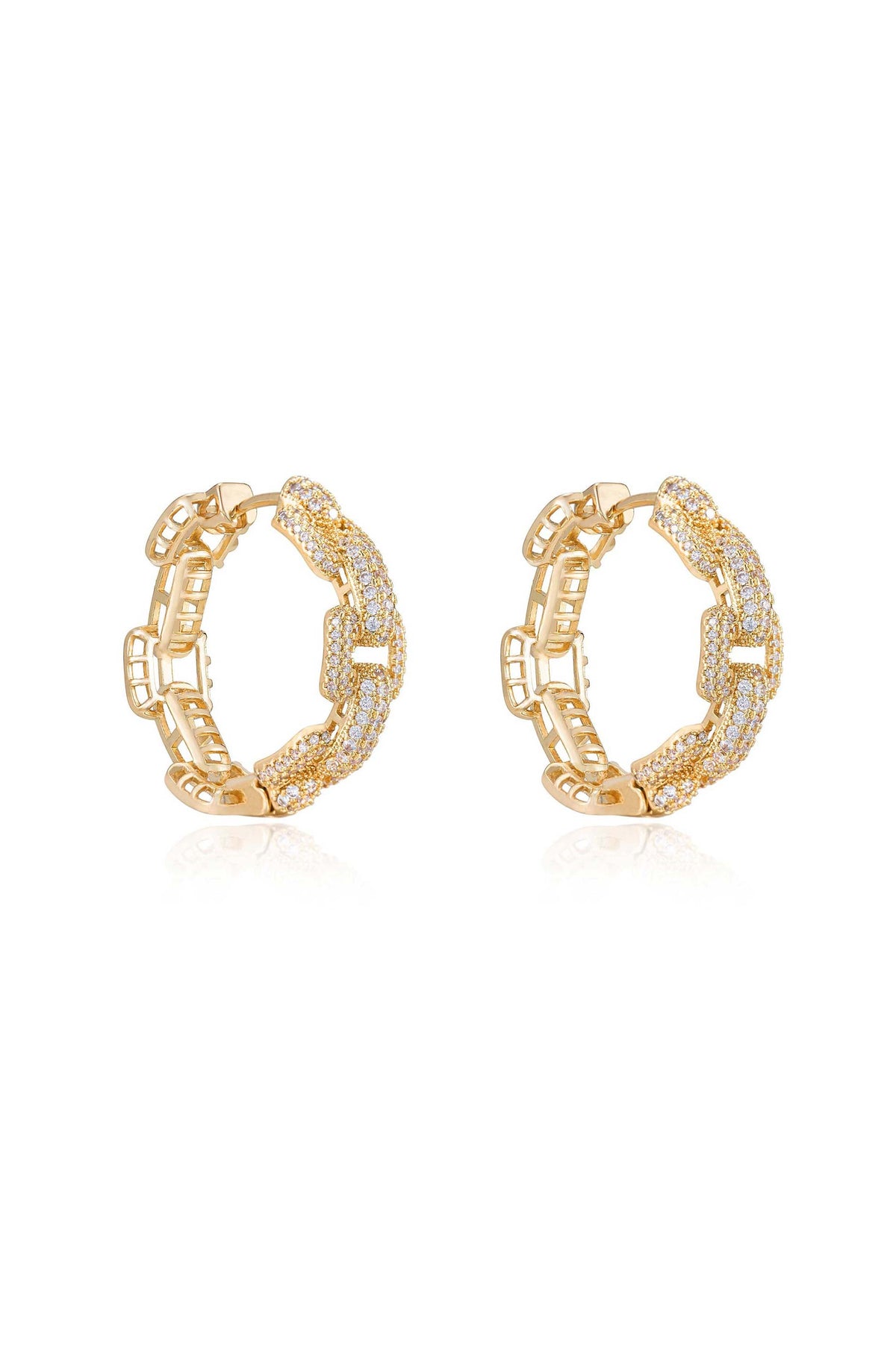 Crystal Chain Link Hoops - 18k Gold Plated | Ettika
