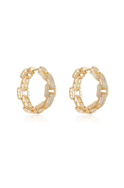 Crystal Chain Link Hoops - 18k Gold Plated | Ettika