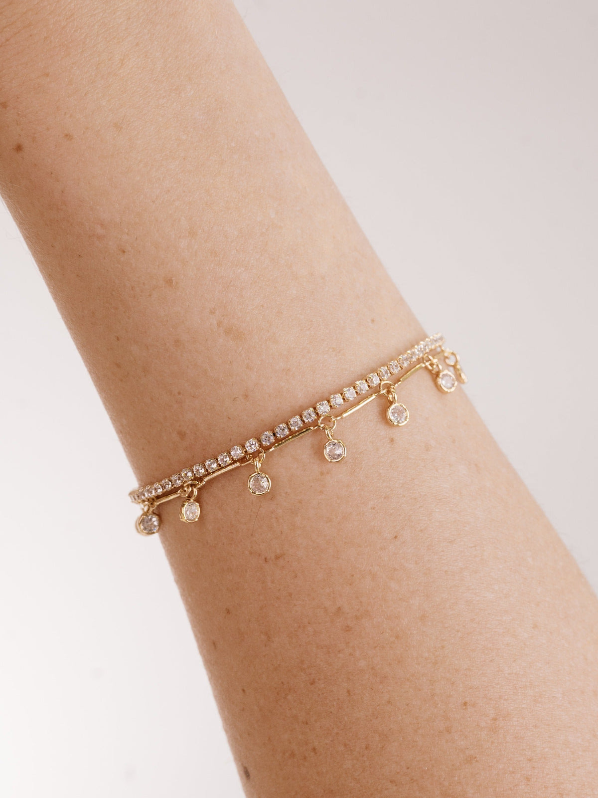 Crystal Droplet Chain Bracelet Set - Clear Crystal with 18k Gold Plating | Ettika