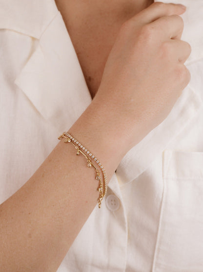 Crystal Droplet Chain Bracelet Set - Clear Crystal with 18k Gold Plating | Ettika