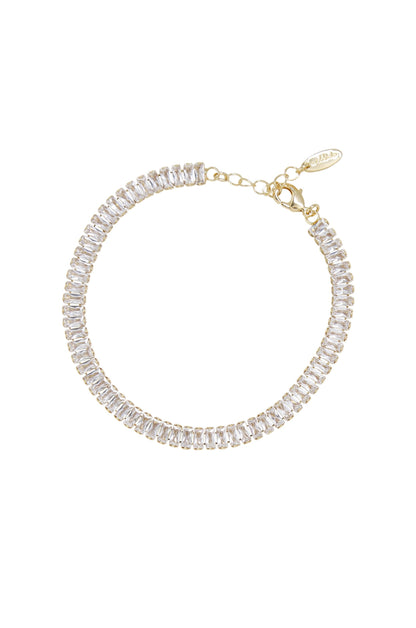 Rhinestone Baguette Anklet - Clear Crystal with 18k Gold Plating | Ettika