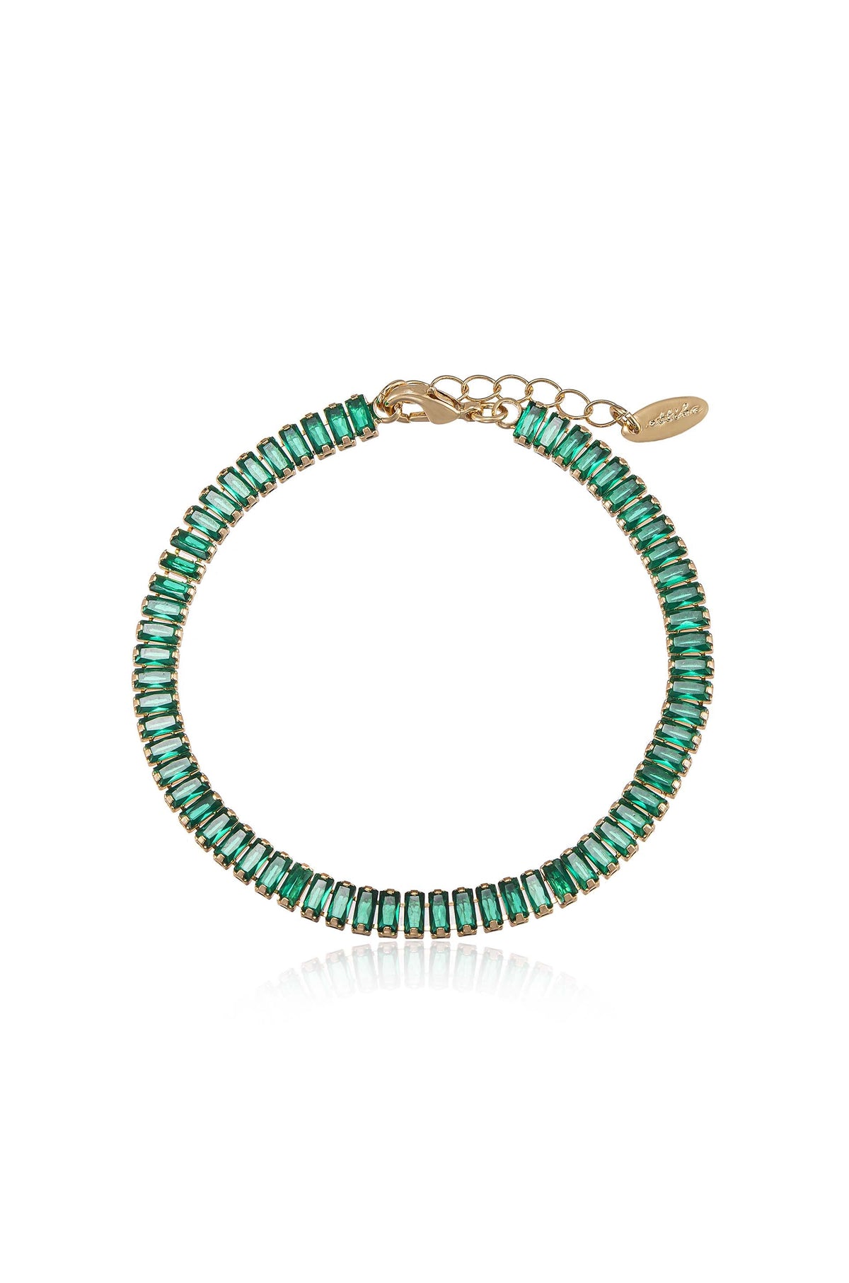 Rhinestone Baguette Anklet - Clear Crystal with 18k Gold Plating | Ettika