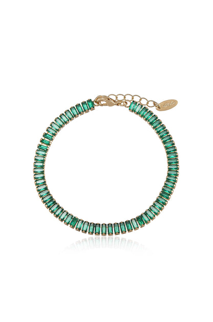 Rhinestone Baguette Anklet - Clear Crystal with 18k Gold Plating | Ettika