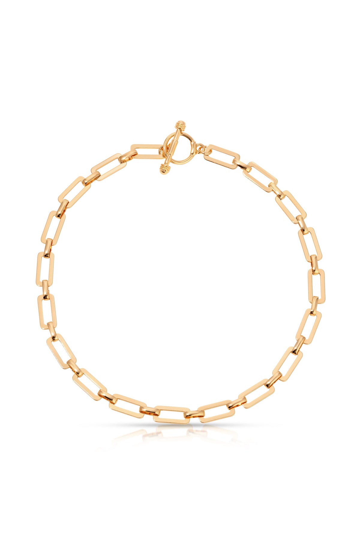 Golden Flat Rectangle Chain Necklace - 18k Gold Plated | Ettika