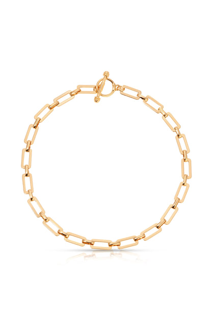 Golden Flat Rectangle Chain Necklace - 18k Gold Plated | Ettika