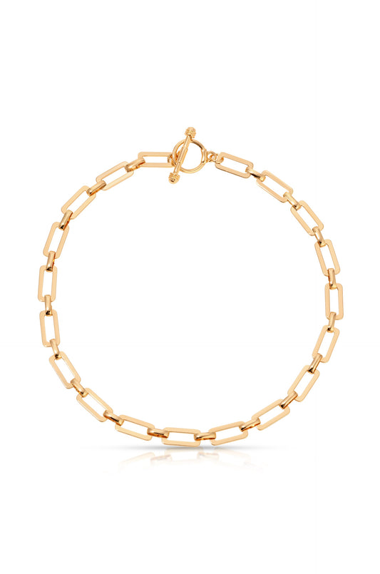 Golden Flat Rectangle Chain Necklace - 18k Gold Plated | Ettika