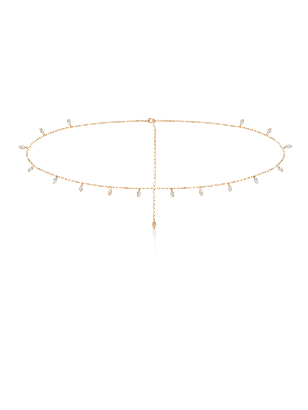 Crystal Droplet Thin Cha Body Chain - Gold Tone | Ettika