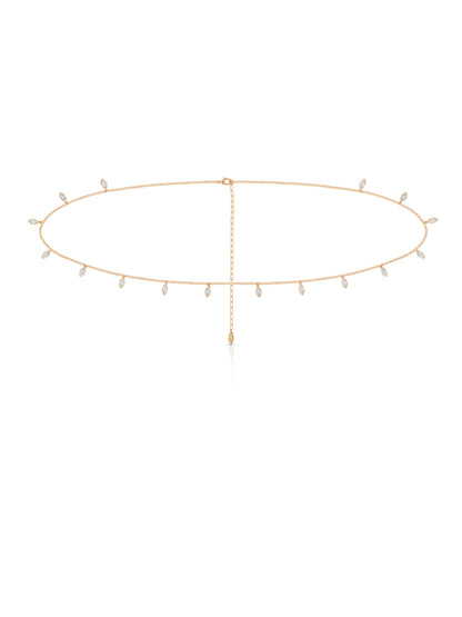 Crystal Droplet Thin Cha Body Chain - Gold Tone | Ettika