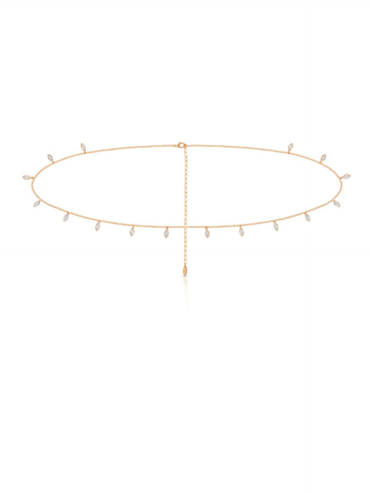 Crystal Droplet Thin Cha Body Chain - Gold Tone | Ettika