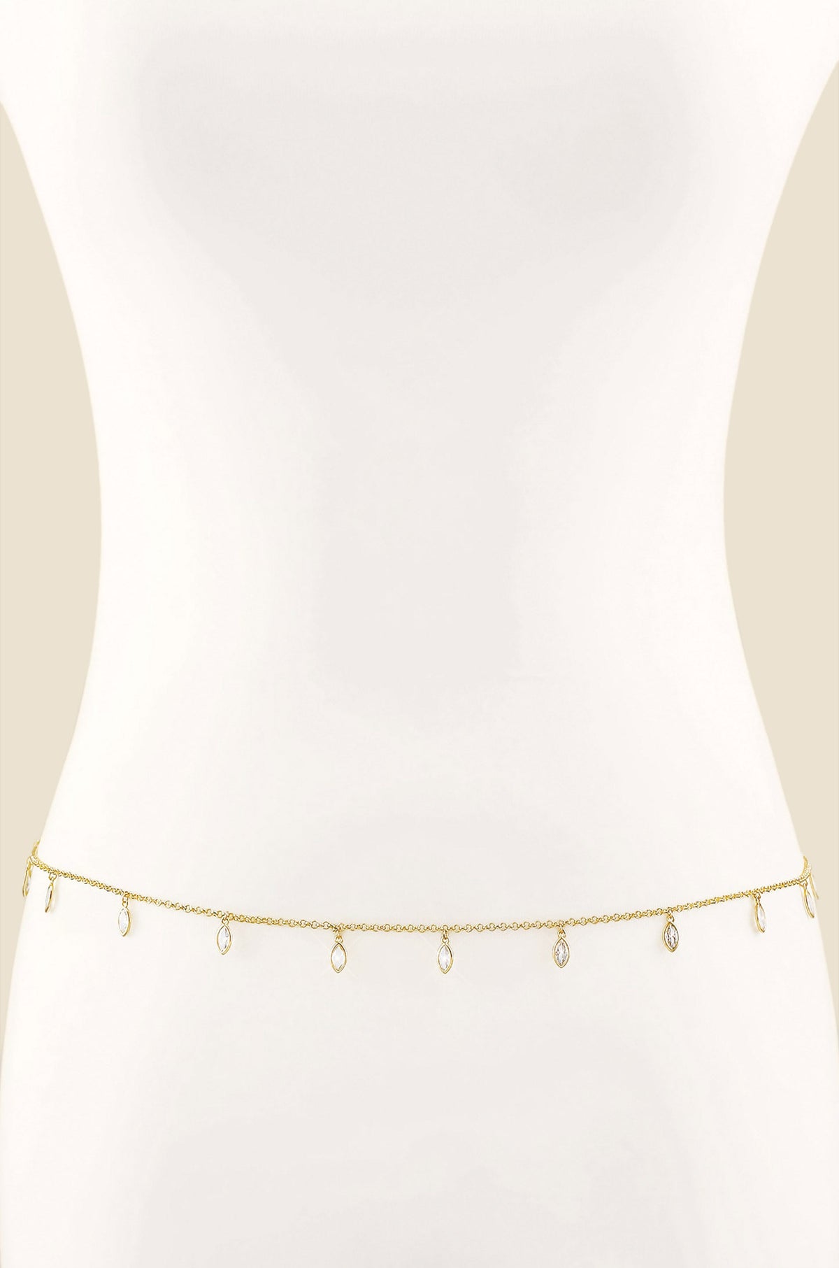 Crystal Droplet Thin Cha Body Chain - Gold Tone | Ettika