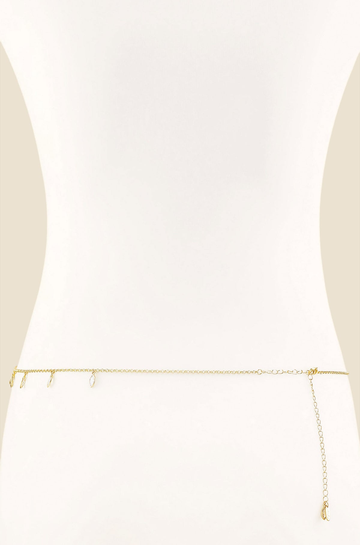 Crystal Droplet Thin Cha Body Chain - Gold Tone | Ettika
