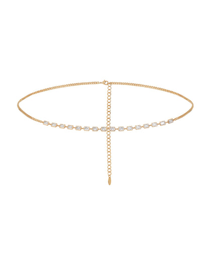 Iris Crystal and Gold Body Chain - Clear Crystals | Ettika