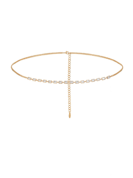 Iris Crystal and Gold Body Chain - Clear Crystals | Ettika