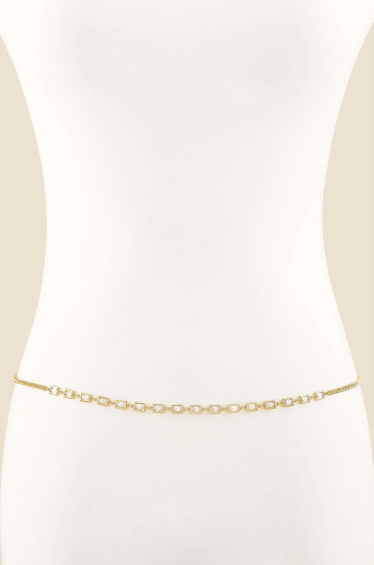 Iris Crystal and Gold Body Chain - Clear Crystals | Ettika