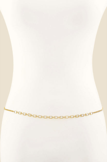Iris Crystal and Gold Body Chain - Clear Crystals | Ettika
