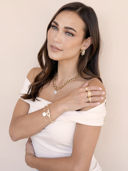 Crystal Disc Charm and Chain Necklace - Clear Crystal with 18k Gold Plating | Ettika