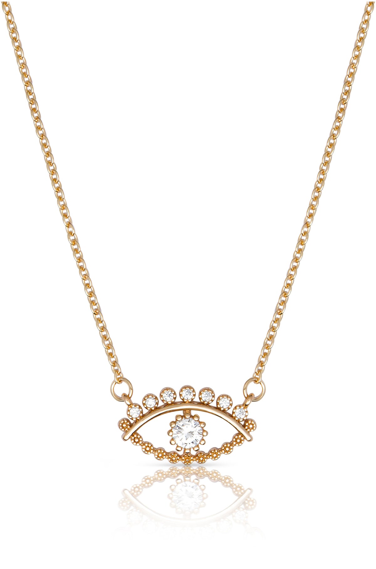 All Knowing Eye Crystal Necklace - Clear Crystal with 18k Gold Plating | Ettika