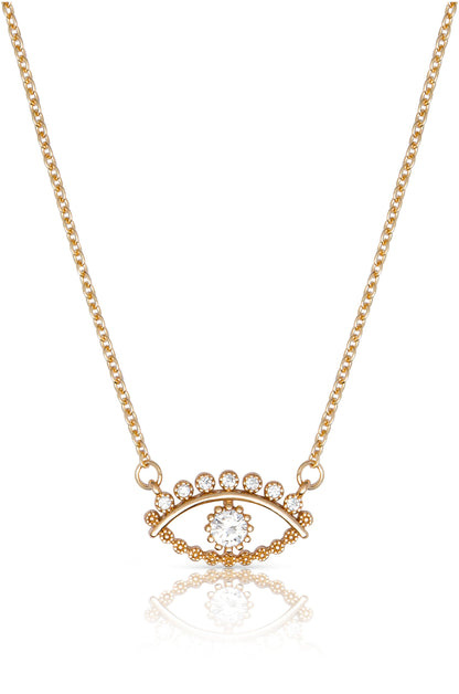 All Knowing Eye Crystal Necklace - Clear Crystal with 18k Gold Plating | Ettika