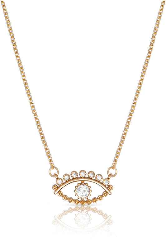 All Knowing Eye Crystal Necklace - Clear Crystal with 18k Gold Plating | Ettika