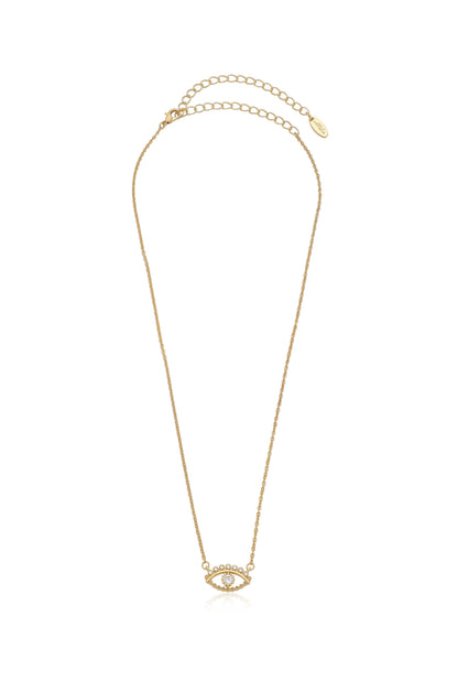 All Knowing Eye Crystal Necklace - Clear Crystal with 18k Gold Plating | Ettika