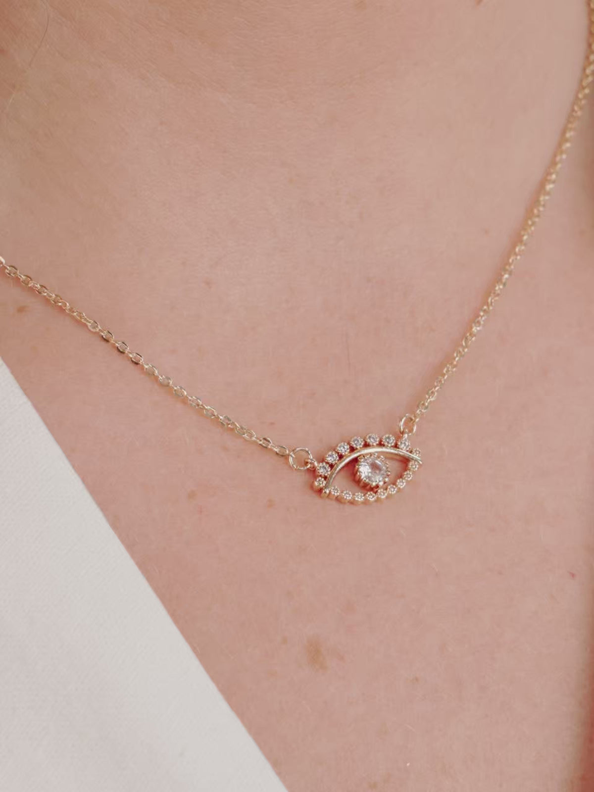 All Knowing Eye Crystal Necklace - Clear Crystal with 18k Gold Plating | Ettika