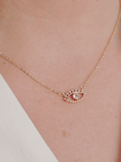 All Knowing Eye Crystal Necklace - Clear Crystal with 18k Gold Plating | Ettika