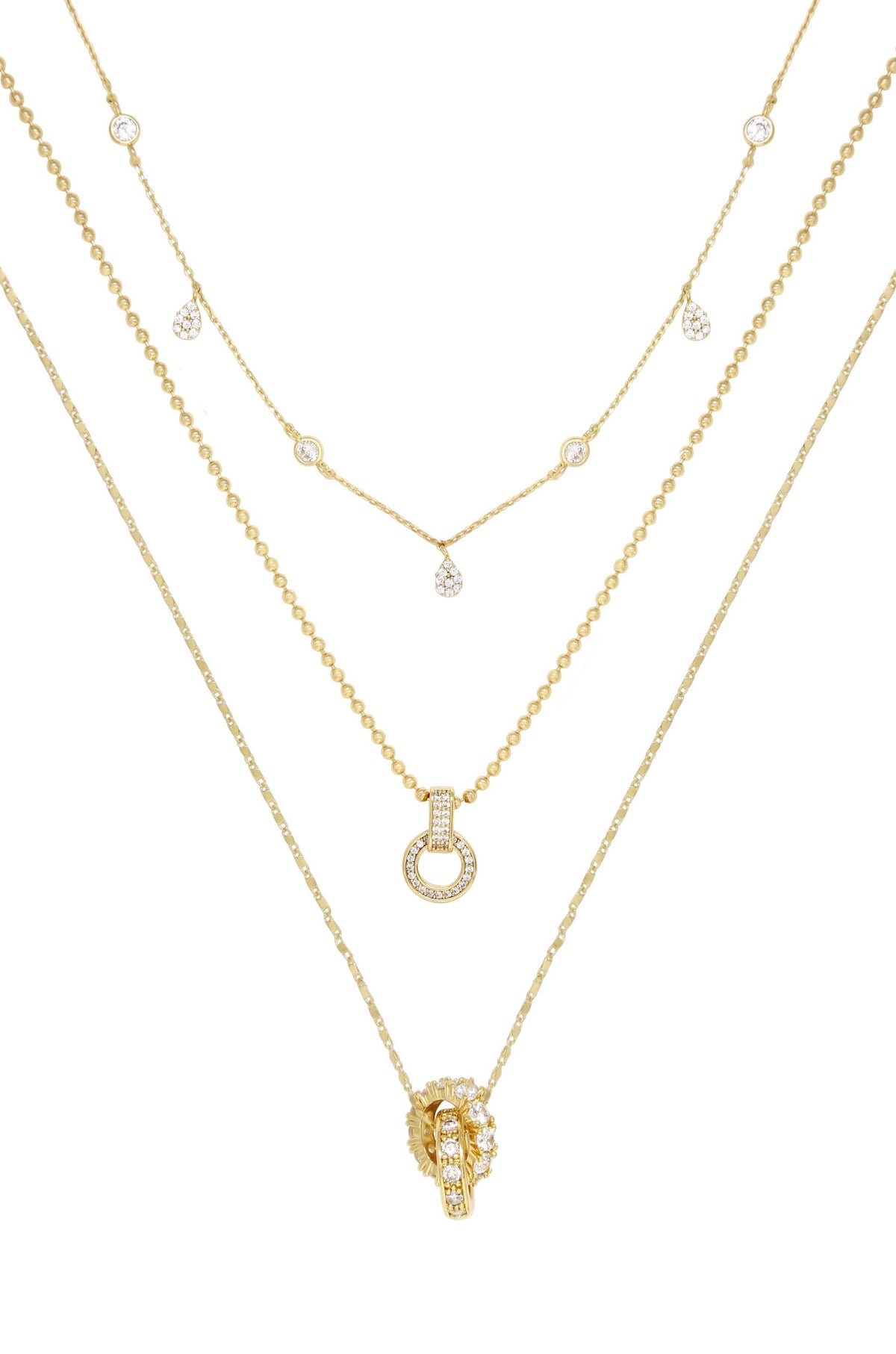 Dainty Crystal Trio Necklace Set - 18k Gold Plated | Ettika