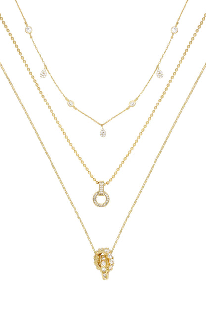 Dainty Crystal Trio Necklace Set - 18k Gold Plated | Ettika