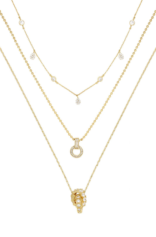 Dainty Crystal Trio Necklace Set - 18k Gold Plated | Ettika