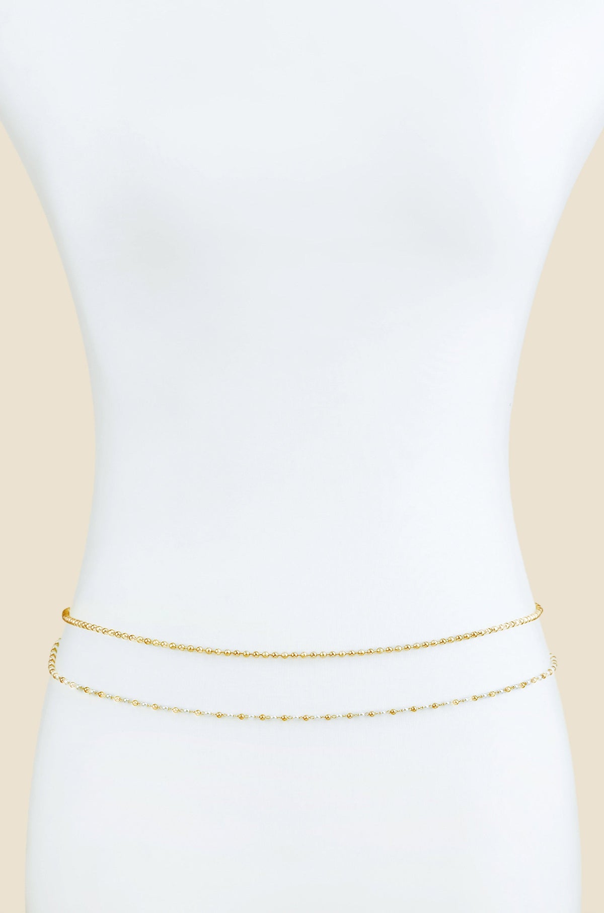 Pearl Strand Gold Body Chain - Pearl with Gold Tone | Ettika