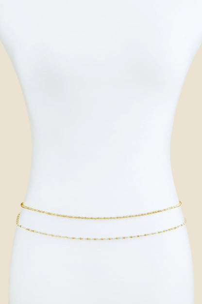 Pearl Strand Gold Body Chain - Pearl with Gold Tone | Ettika