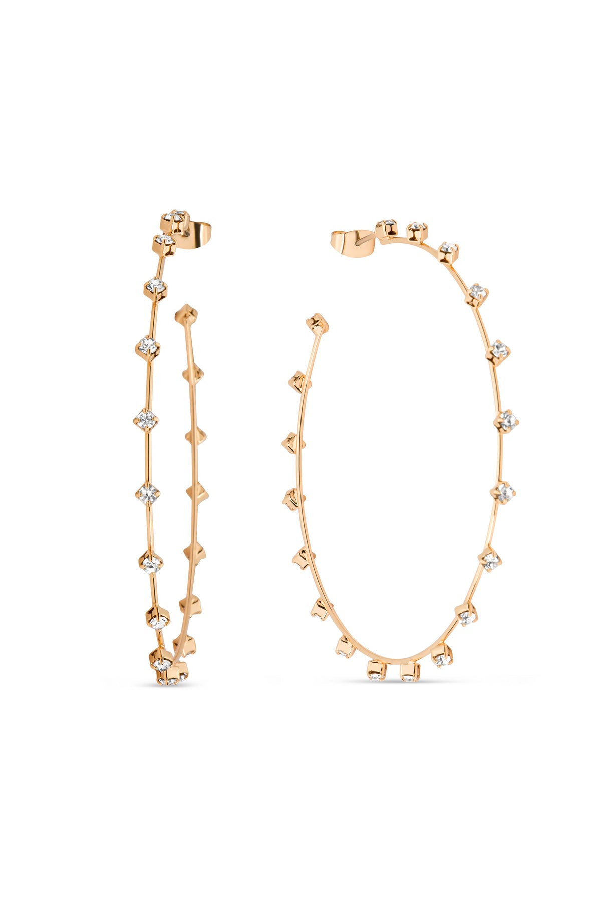 Simple Spark Crystal Hoops - Clear Crystal with 18k Gold Plating | Ettika