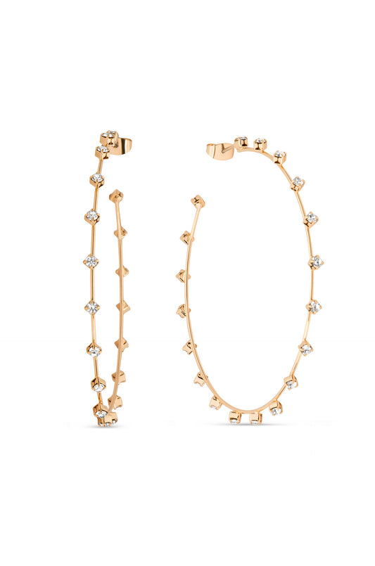 Simple Spark Crystal Hoops - Clear Crystal with 18k Gold Plating | Ettika